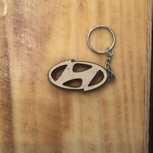 Car logo -Custom wood Keychains - Hyundai