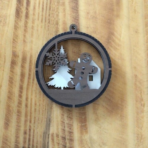 2 Layered Gingerbread Laser Engraved Wood Ornament - Customizable