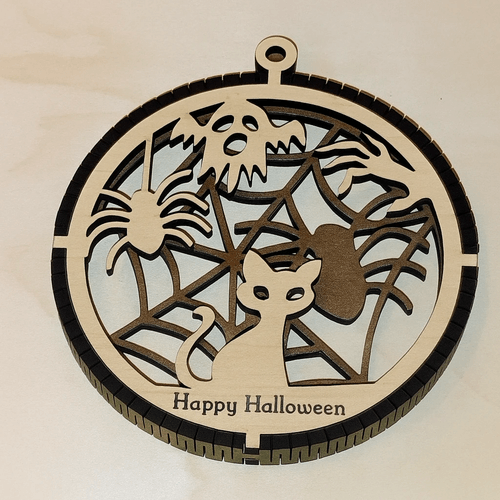2 Layered Halloween Cat and Spider Keepsake/Ornament (Double Sided)