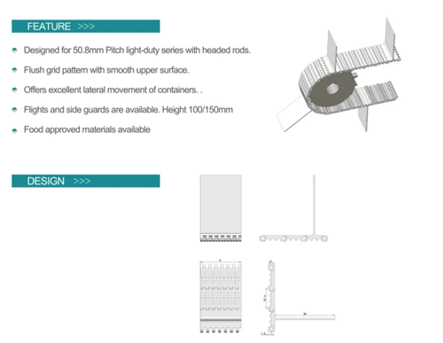 50.8mm1200 flush grid modular belt
