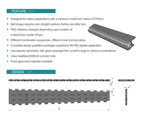 1810 series curve flat top modular belt