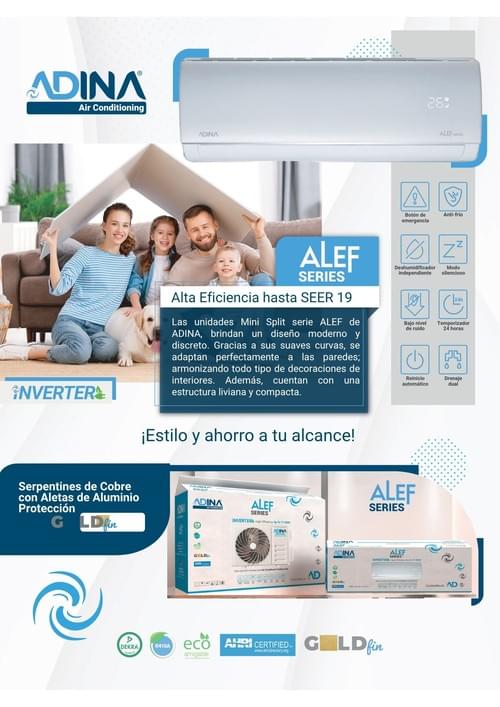 Las unidades Mini Split serie ALEF de ADINA, brindan un diseño moderno y discreto. Gracias a sus sua