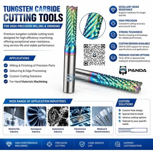 Rainbow/Nano-Coated Solid Tungsten Carbide End Mills for High-Precision CNC Milling & Hard Machining