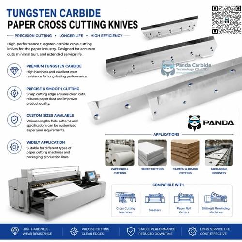 Premium Tungsten Carbide Crosscutting Knives | Rotary Sheeter Blades for Paper Converting