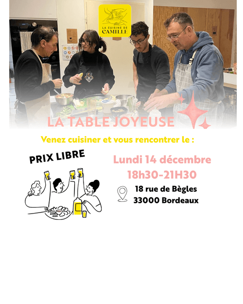 La Table Joyeuse du 14/12/26 : Venez apprendre et vous rencontrer !