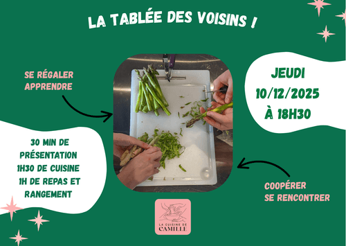 Atelier participatif de cuisine le 10/12 : Venez apprendre et vous rencontrer !