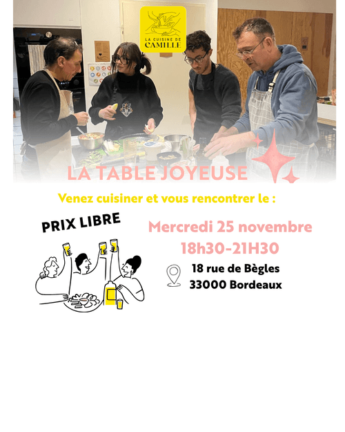 La Table joyeuse du 25/11/26 : Venez apprendre et vous rencontrer !