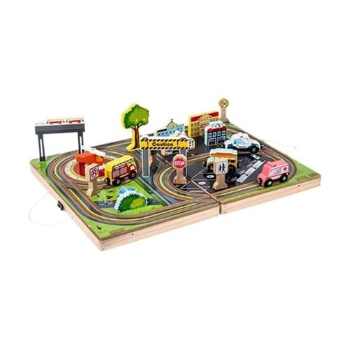 Urban Rail Building Blocks & Joc de fotbal – Joc educativ 2 în 1 din lemn