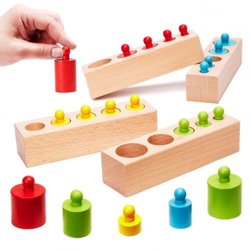 Cilindri cu buton- Material Montessori din lemn