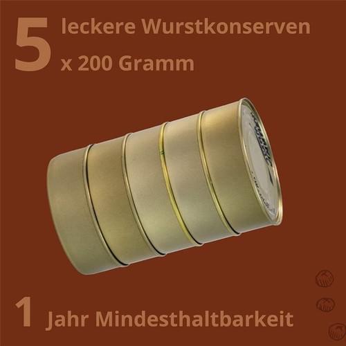 Dosenwurst Sortiment mit 5 Dosen á 200g - auch hier mit Frischedeckel