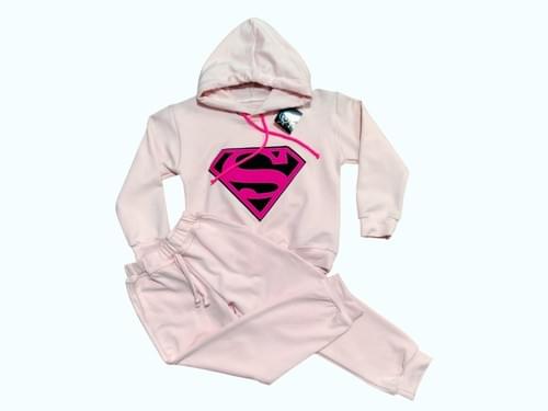 Conjunto Infantil "Super Girl" Rosado Talla 6