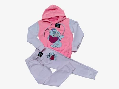 Conjunto Infantil "Gatito Amoroso" Salmón y rosado Talla 10