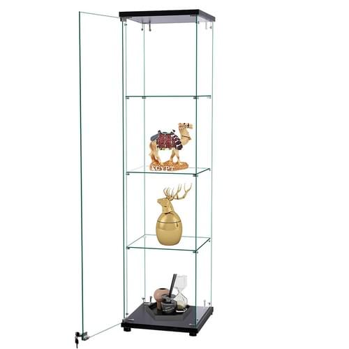 Frameless Glass Display Cabinet - 40W x 40D x 163H cm (4-Tier Commercial Grade)