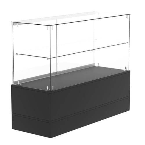 SAGH4 Frameless Glass Display Cabinet with Hidden Storage