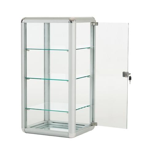 Single-Door Aluminum Glass Tabletop Cabinet