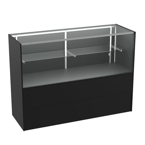 152W x 46D x 97H cm Wood-Framed Glass Display Cabinet - LED Illuminated Showcase with Hidden Storage