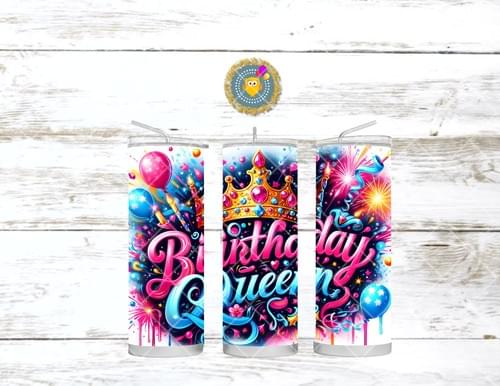 Birthday Queen Tumbler Wrap: 20oz Skinny Tumbler PNG (Digital Download