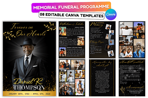 Obituary Template | Memorial program | Celebration of Life |Keepsake |Digital Download |Canva Templa