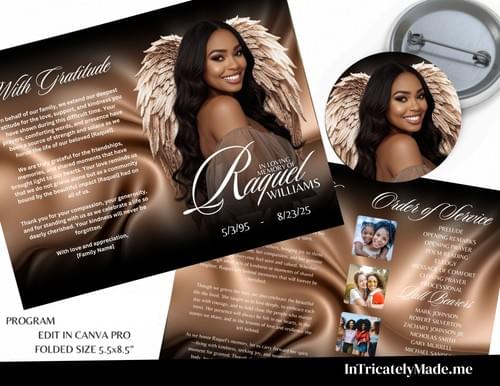 Obituary Template | Memorial program | Celebration of Life | Keepsake | Digital Download | Canva Tem