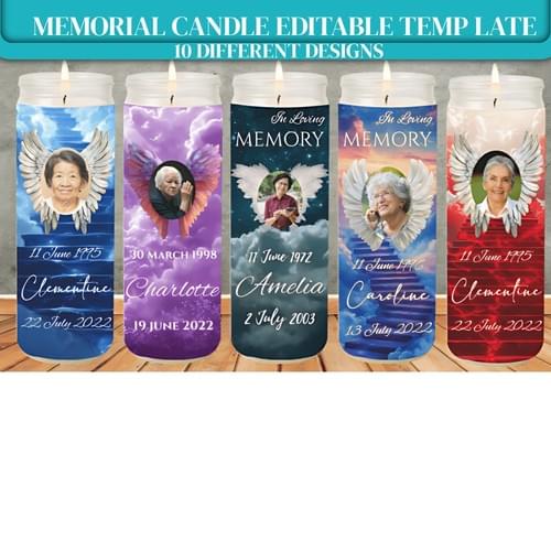 Memorial Candle | Memorial Candle Holder | Celebration of Life | Memorial Candle Template