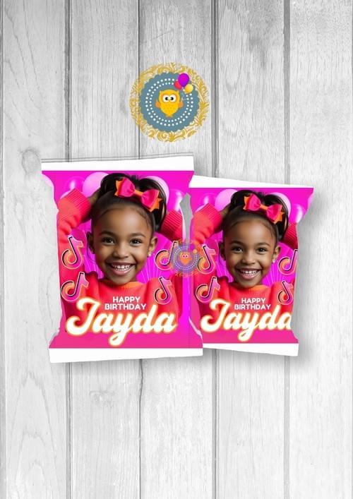 Editable TikTok Chip Bag Template | Customizable Digital Design for Parties
