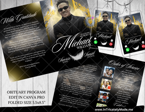 Obituary Template | Memorial program | Celebration of Life | Keepsake | Digital Download | Canva Tem