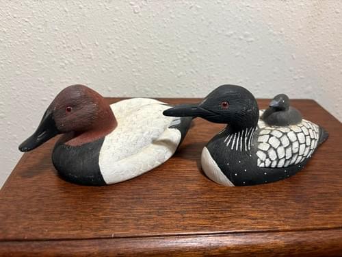 Set of 2 Hand-Painted Wooden Duck Decoys