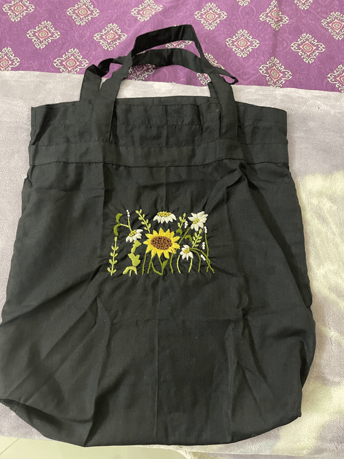Black bag with flowers