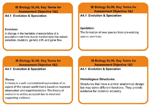 A4.1 DP BIOLOGY SL/HL EVOLUTION AND SPECIATION KEYTERMS