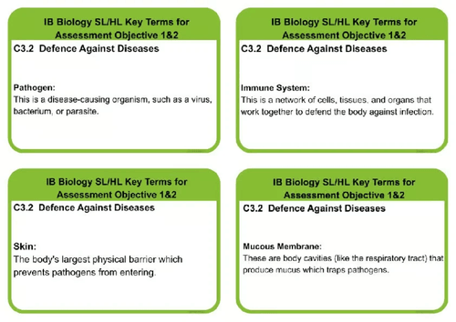 C3.2 BIOLOGY SL/HL DEFENCE AGAINST DISEASES KEYTERMS