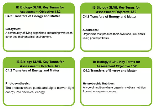 C4.2 SL/HL BIOLOGY TRANSFERS OF ENERGY AND MATTER KEY TERMS