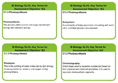C1.3 SL/HL BIOLOGY PHOTOSYNTHESIS KEYTERMS