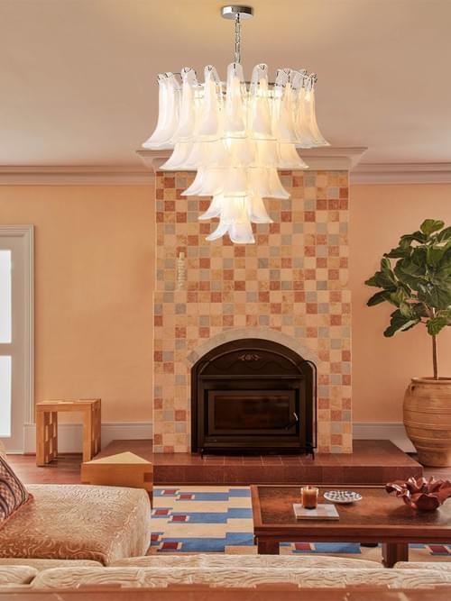 Large Retro French Style Glass Chandelier for American Luxury Living Room & Stairway Lighting