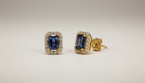 Aretes Zafiros Corte Esmeralda & Diamantes