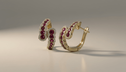 Aretes Rubí Cascada Halo