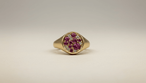 Pinky Ring Zafiros Rosas & Diamantes