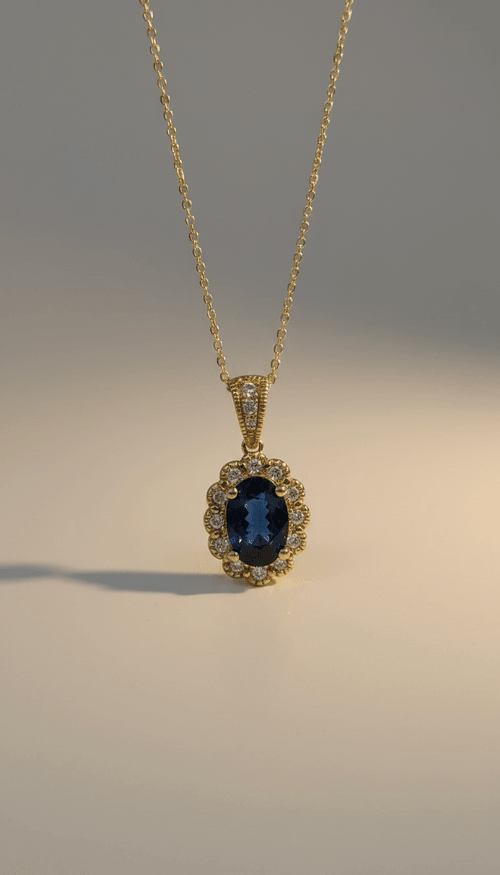 Dije Zafiro Con Halo & Asa Diamantes