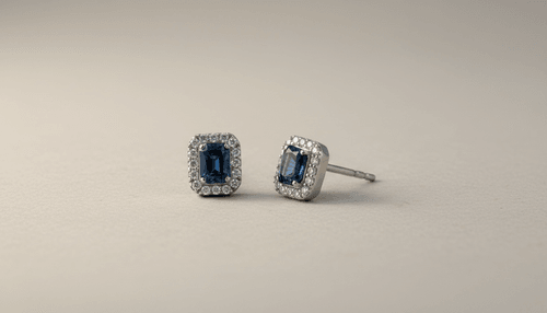 Studs Zafiros Corte Esmeralda & Diamantes