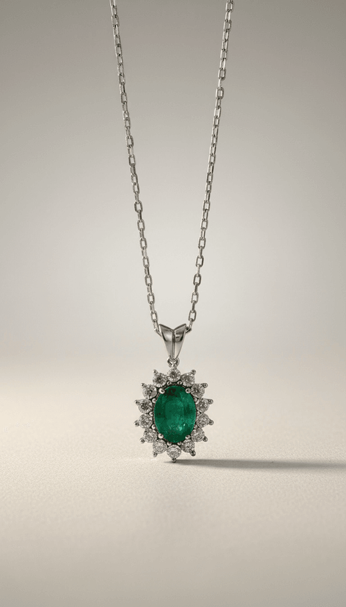 Dije Esmeralda Halo Diamantes