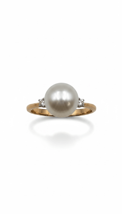Anillo Perla Oro Rosa & Diamantes