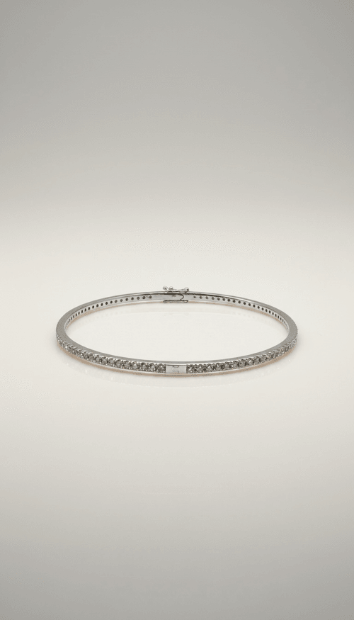Brazalete Rígido Oro Blanco & Diamantes