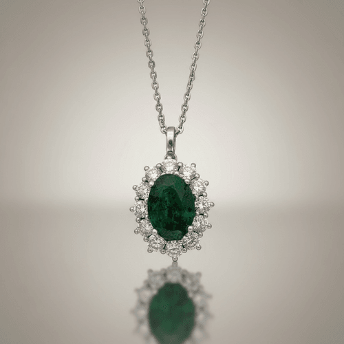 Dije Esmeralda Halo Diamantes