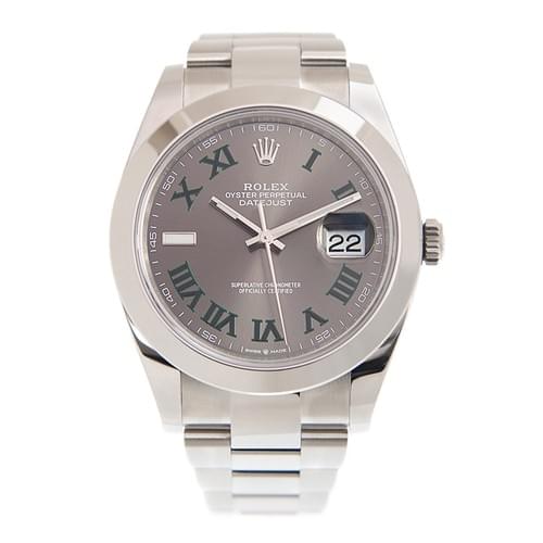 全新 ROLEX 勞力士 恒動日誌型 DATEJUST 126300-0013 溫布頓風格 綠蘿 綠羅馬數字 石板灰色
