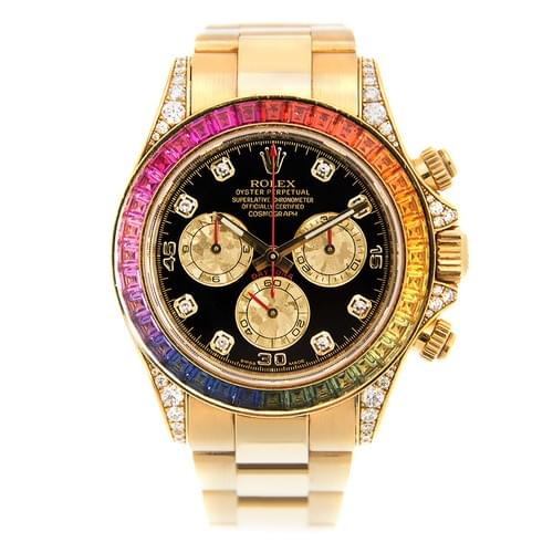 全新 ROLEX 勞力士 迪通拿 DAYTONA 116598RBOW-0001 方形彩虹寶石 黃金 彩虹迪