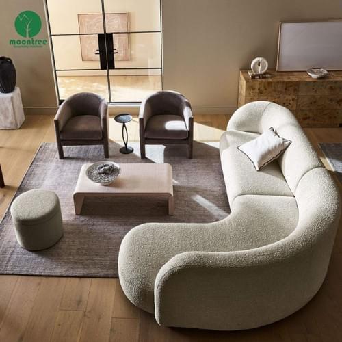 Modern Soft Rounded Fabric Sofa - Luxury Hospitality Curved Seating by Moontree