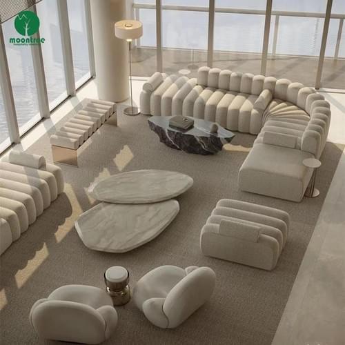 Moontree Channeled Ribbed Modular Boucle Sofa | Customizable Sectional for Hotel & Lobby
