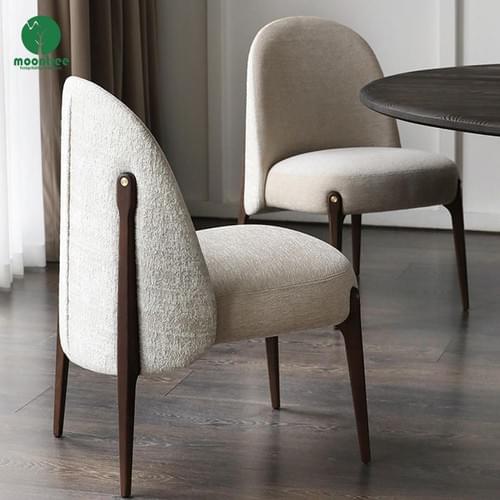Moontree Curved Back Upholstered Dining Side Chair, Ergonomic Fabric Chair