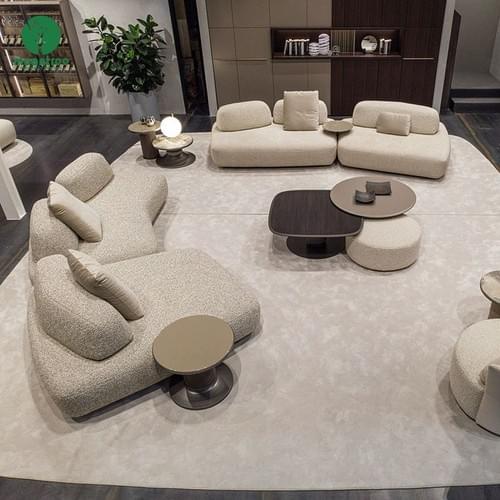 Moontree Curved Modular Boucle Sofa | Customizable Sectional for Hotel & Living Room
