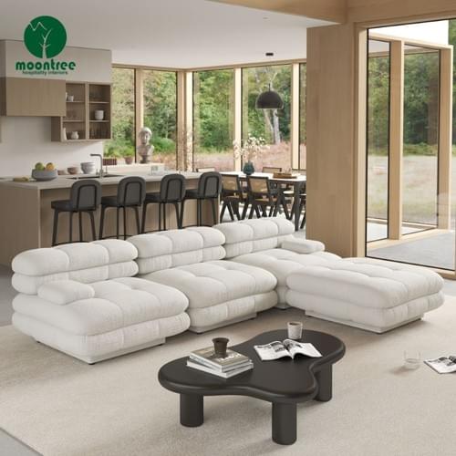 Moontree Customizable Modular Cloud Sofa - Boucle/Teddy Fabric Sectional Couch for Living Room