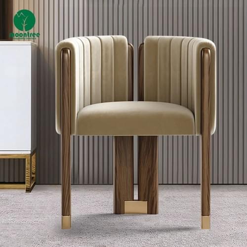Luxury Upholstered Velvet Dining Chair, Solid Wood with Gold Metal Feet for Restaurant & Villa